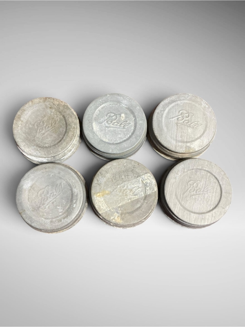 Antique Ball Mason Jar Zinc Lids Milk Glass Inserts Set of 6 Vintage Canning